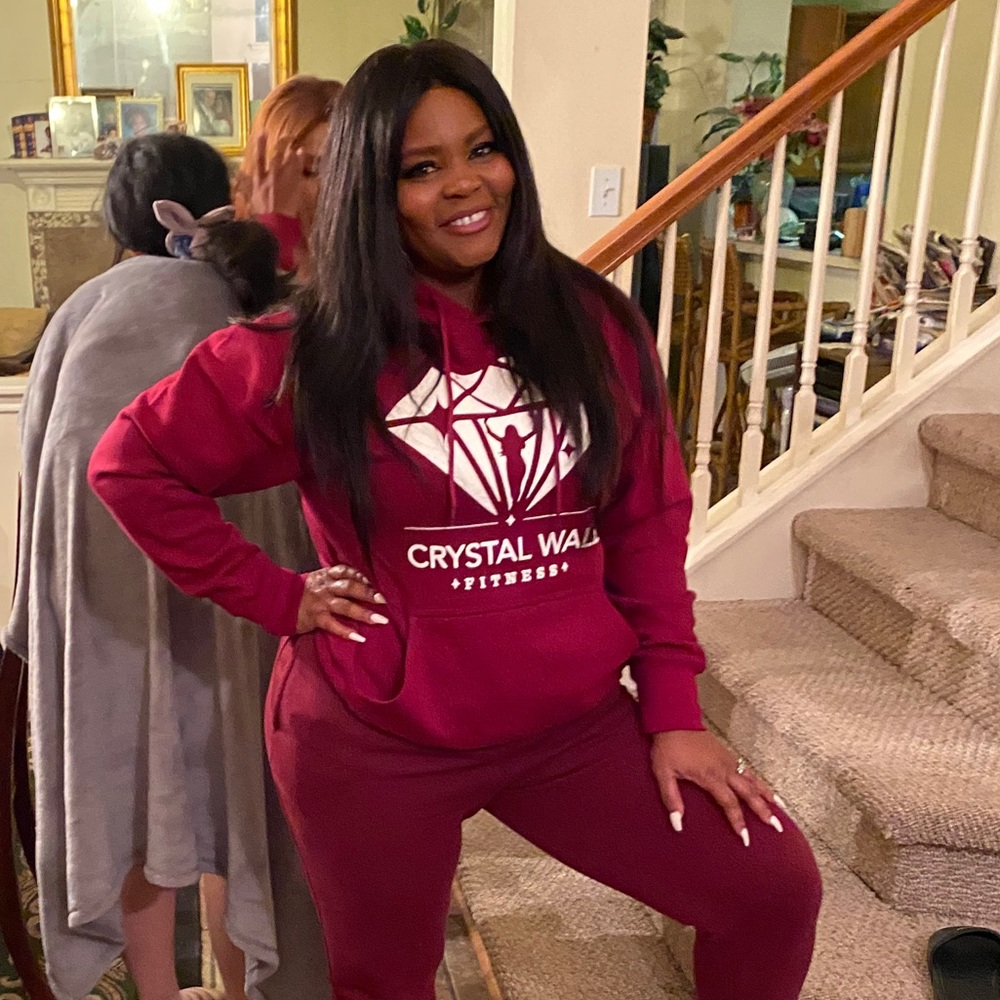 Burgundy Crystal Wall Fitness Hoodie - Picture 3 of 4